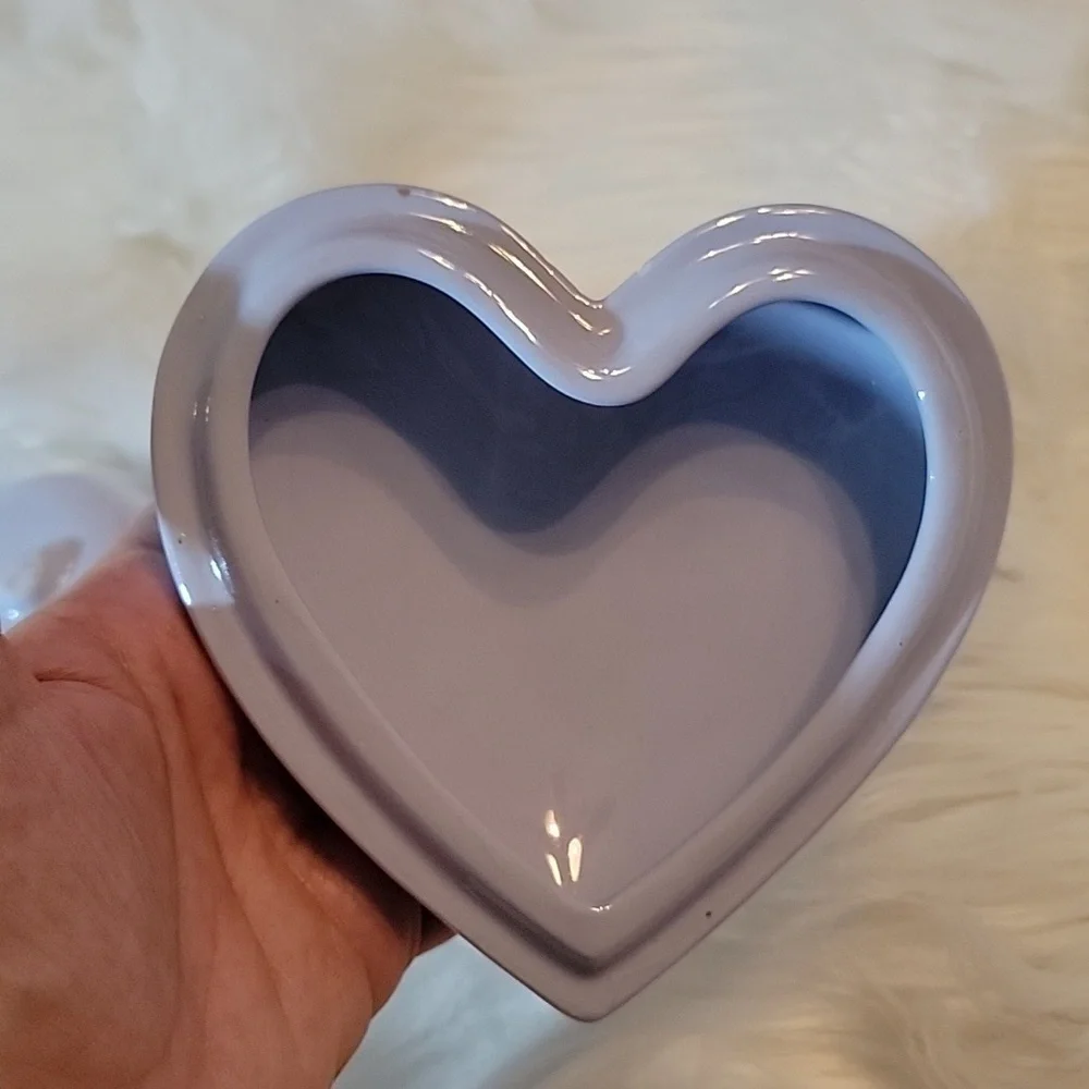 Ceramic Rose Heart Shaped Trinket Jewelry Box